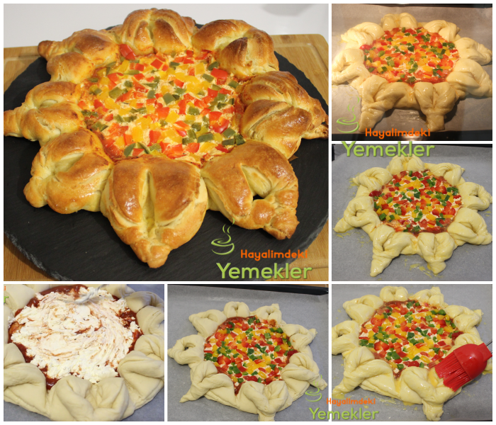 çiçek pizza tarifi resimli