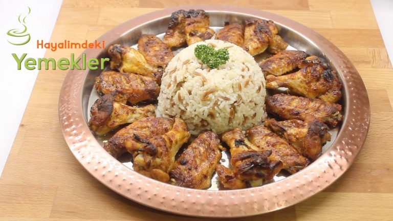 Mangal Tadında Fırında Nar Gibi Kızarmış Enfes Tavuk Kanat Tarifi Ve Arpa Şehriyeli Pirinç Pilavı
