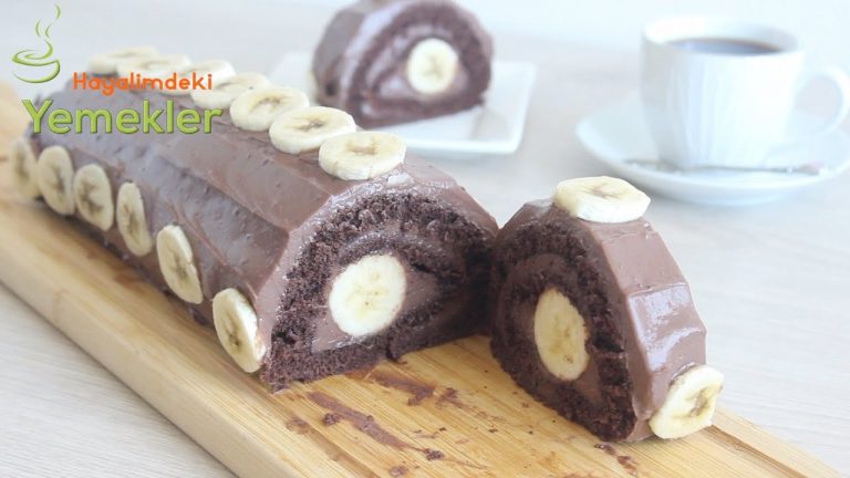 Ekonomik ve Herkesin Yapabileceği MUHTEŞEM RULO PASTA Tarifi / Kakolu Muzlu Rulo Pasta