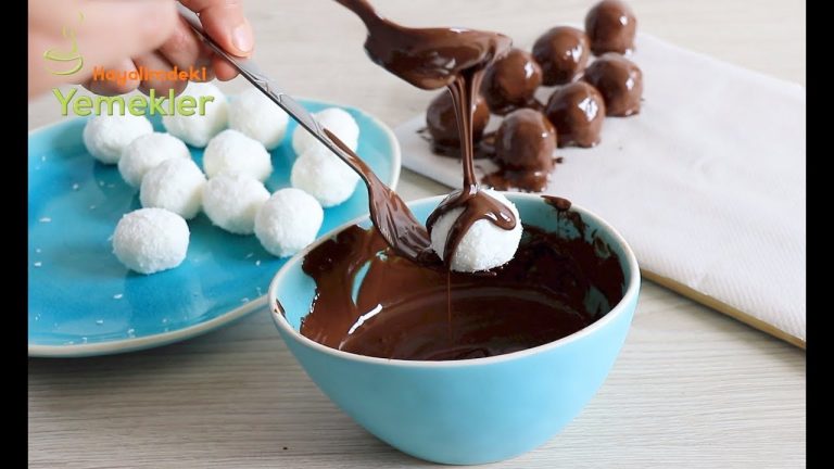Binlerce Kişinin Denediği EFSANE  Çikolata Kaplı Hindistan Cevizi Topları – Kolay Kokostar