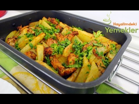 Fırında Tavuk göğsü ile Kolay Patates